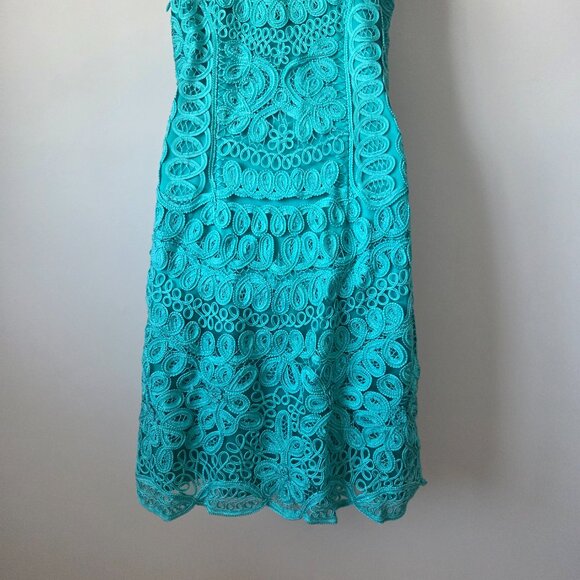 Sue Wong Nocturne Lace Overlay Turquoise Dress - Picture 4 of 5